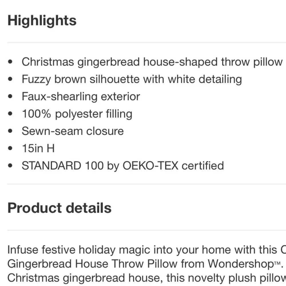 Christmas Gingerbread House Throw Pillow from Wondershop™ Holiday Decorative